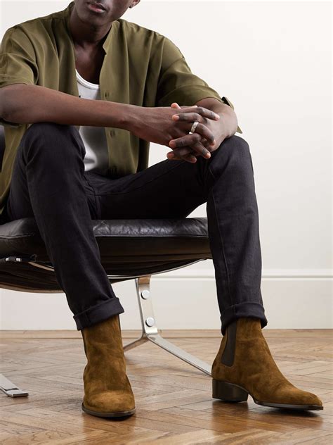 ysl mens suede chelsea boots tan|wyatt 40 leather chelsea boots.